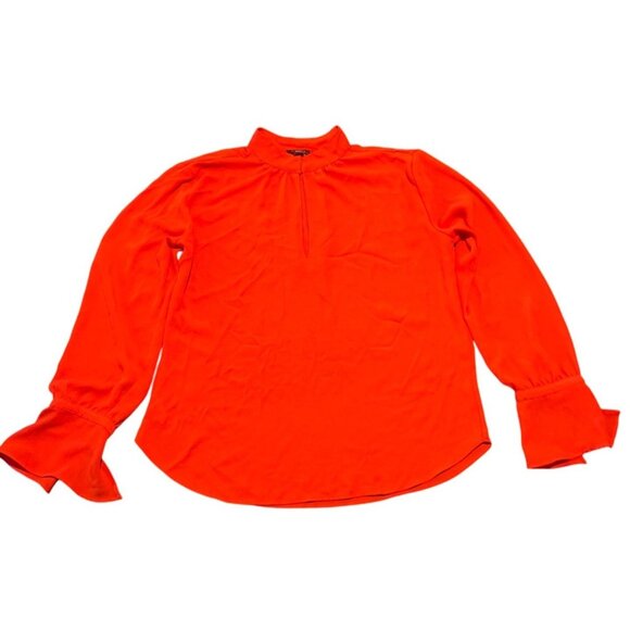 Ann Taylor Key Hole Flared Sleeve Relaxed Fit Blouse Sz XS NWT RED - Picture 2 of 10